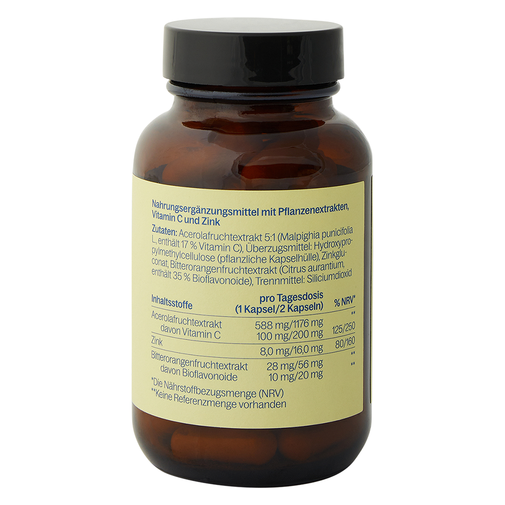 Nahrungsergänzungsmittel mit Pflanzenextrakten, Vitamin C und Zink